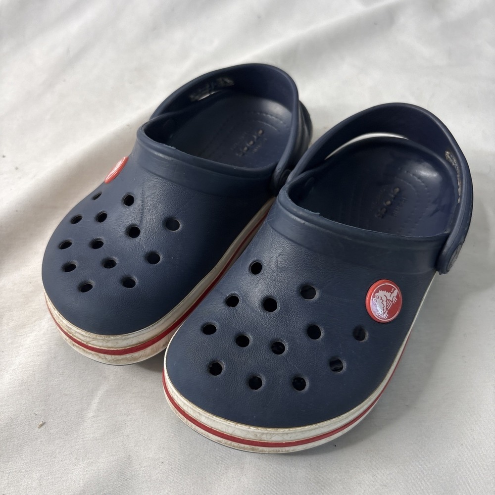 Crocs Kids' Crocband Clog Navy Blue Red And White Size 9 C Water Shoes Comfort